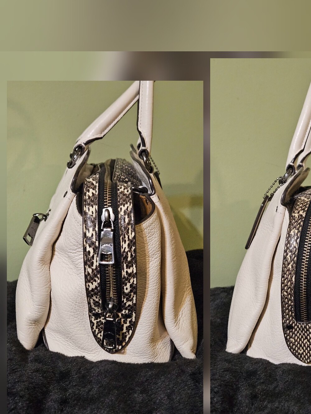 Coach Drew Satchel With Snakeskin TrIm MSRP $450 - Picture 2 of 9